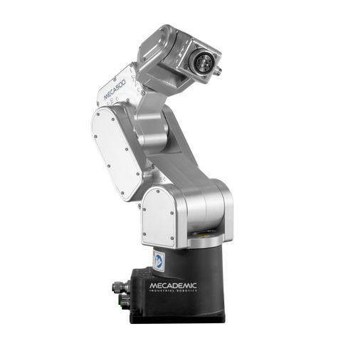 Le Meca500 de Mecademic est le plus petit robot industriel 6 axes au monde. Avec son poids plume de 4,5 kg et son contrôleur intégré, il s’installe facilement dans les espaces restreints. Idéal pour les tests automatisés, l’assemblage de précision et les laboratoires, il offre une précision de ±0,005 mm et une intégration plug-and-play