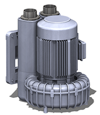 UNIGRIPPER @ AXYSTO | Electric Blowers - Robot - Gripper | Typical side channel blower | An electric blower, in most cases side-channel blowers, is the best and most energy-efficient alternative for larger grippers, and grippers in general that require high flows of vacuum. UniGripper supplies a broad range of blowers, which allows blowers of optimal size to be supplied for each project 