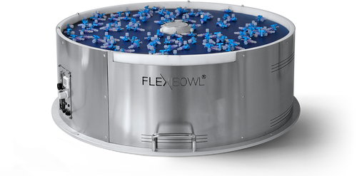 FlexiBowl allows the orientation and separation of components - Vision - flexible parts feeder that is compatible with every robot and vision system - vibrating bowl feeders - vision pour Bol vibrant  - parts feeders - feeder separating - ABB - Mecademic 